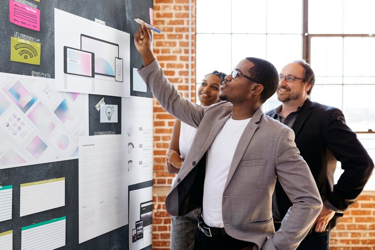 PSD plan d'affaires de maquette de tableau blanc à conception modifiable psd