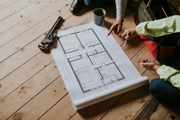 Plan d'étage PSD modèle sur un chantier de construction