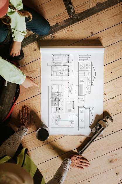 Plan d'étage PSD modèle sur un chantier de construction