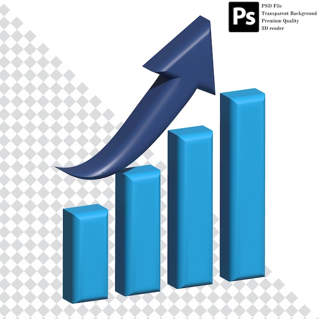 Plan graphique PSD et stratégie croissante pour le marketing commercial et le concept financier 3D