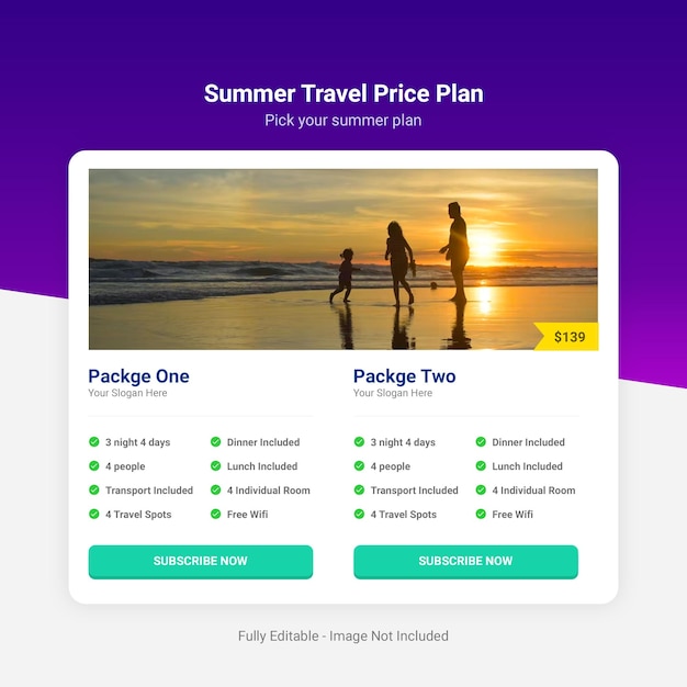 Plan de precios de vacaciones de verano