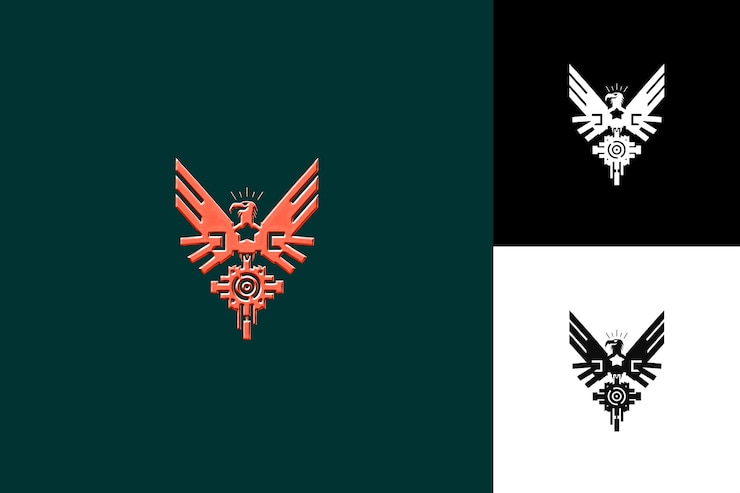 PSD el plan de san luis potosí con un logotipo futurista que presenta diseños de símbolos culturales de méxico
