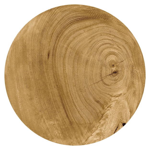 Planche à couper en bois ronde vue de haut