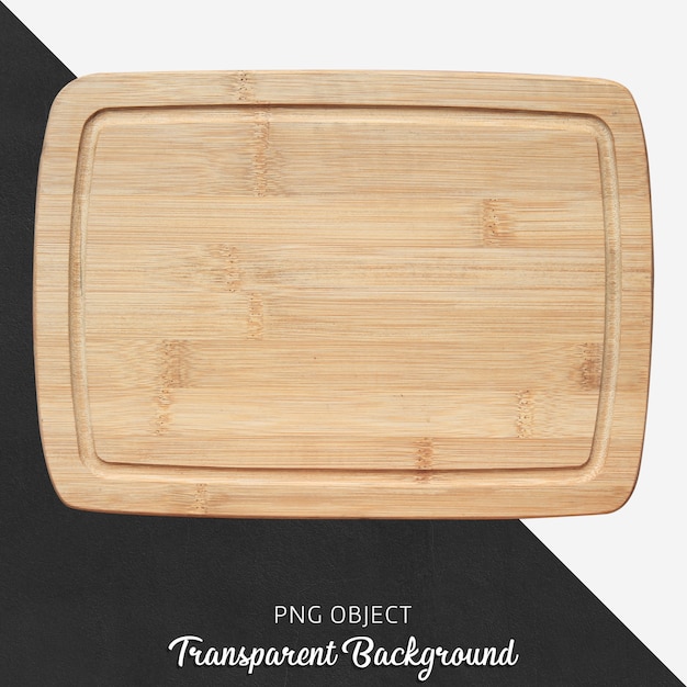 Planche à découper en bois rectangle sur fond transparent