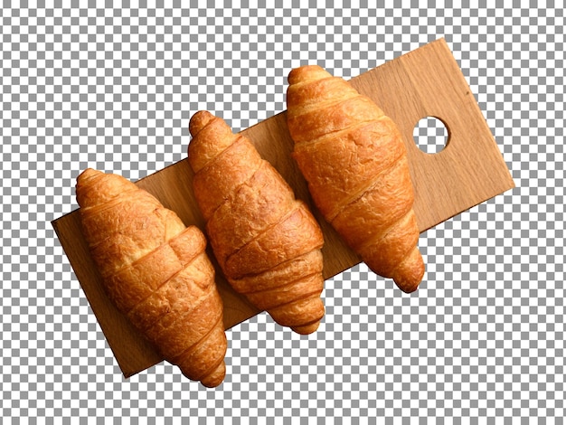 Planche à Découper En Bois Avec Trois Croissants Sur Fond Transparent