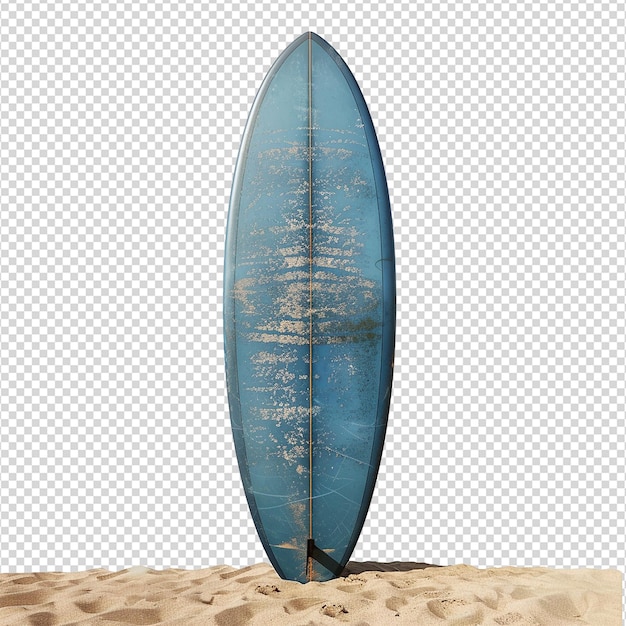 PSD une planche de surf sur la plage isolée sur un fond transparent