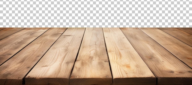 PSD planches verticales de surface de table en bois vide isolées sur fond transparent