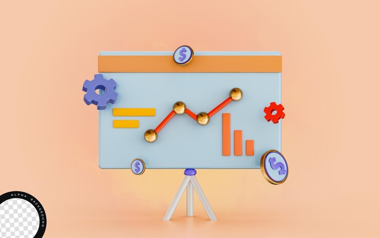 PSD planejamento de lucro de negócios seo otimização web analytics e conceito de marketing ícone de renderização 3d