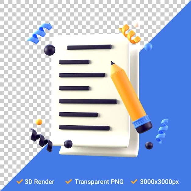 Planejamento ou ícone de bloco de notas 3d em arquivos PSD