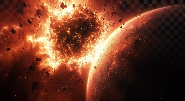 Planet mit innerer Explosion auf durchsichtigem Hintergrund
