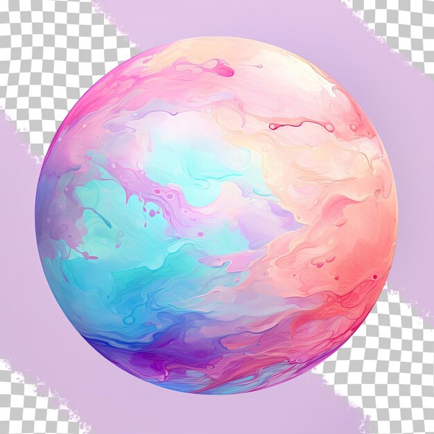 PSD planeta pintado en colores abstractos sobre un fondo transparente