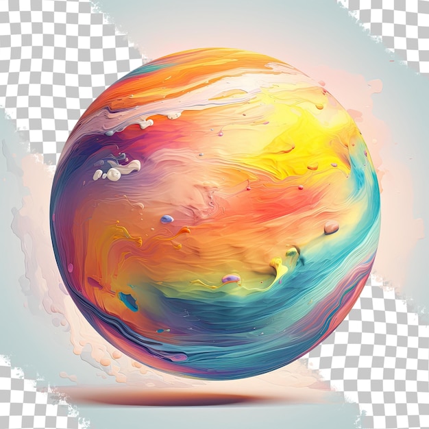 Planeta pintado en colores abstractos sobre un fondo transparente