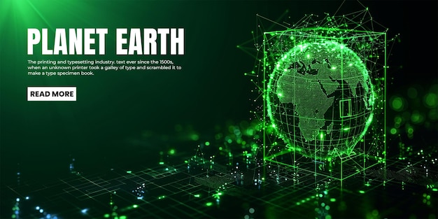 Planeta tierra abstracto con bajo fondo de puntos y líneas poli-conectados