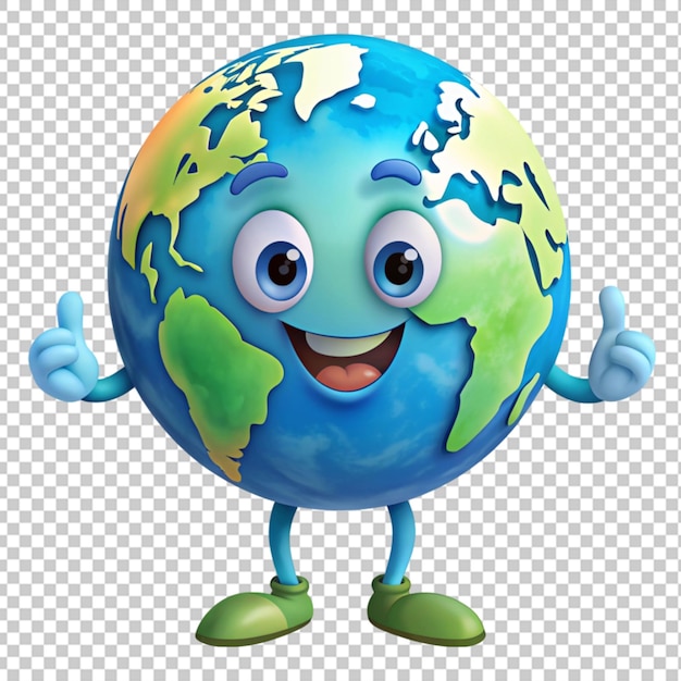 Planeta tierra de dibujos animados feliz personaje fondo transparente