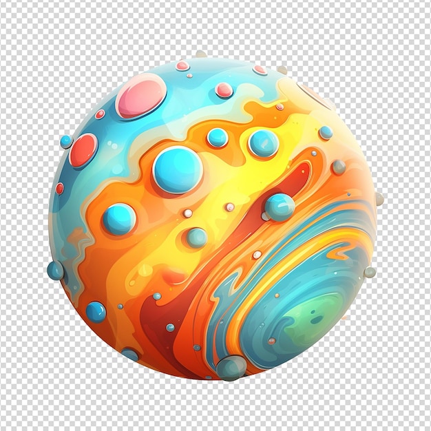 PSD planetas de desenho animado fictícios em 3d isolados em fundo transparente