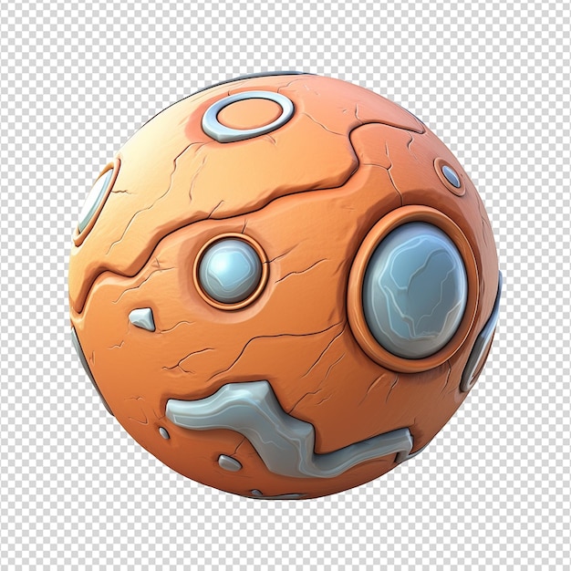 Planetas de dibujos animados ficticios en 3D aislados en un fondo transparente