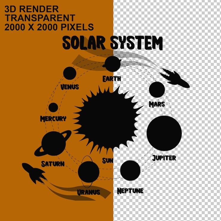 PSD planetas do sistema solar infográfico templo
