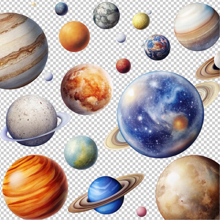 PSD planetas en la galaxia aislados en un fondo transparente