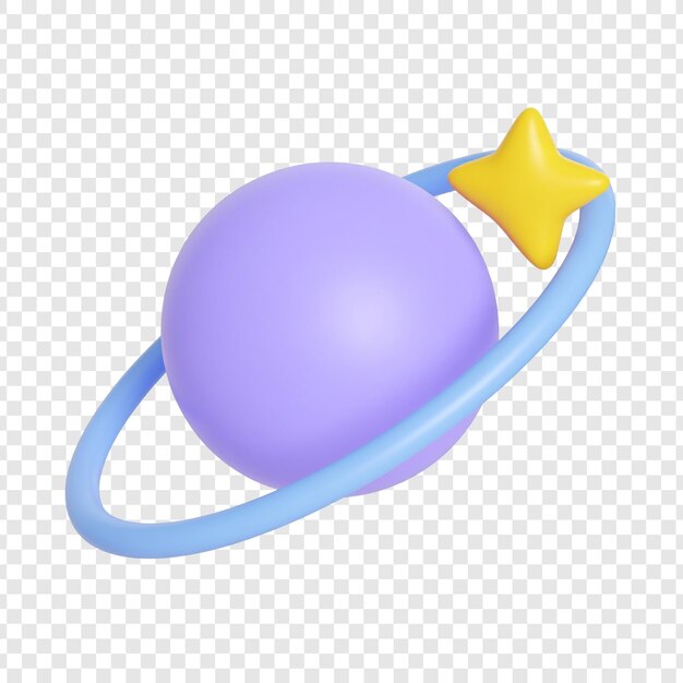 Planète de dessin animé stylisée en 3D avec des orbites isolées élément de conception graphique