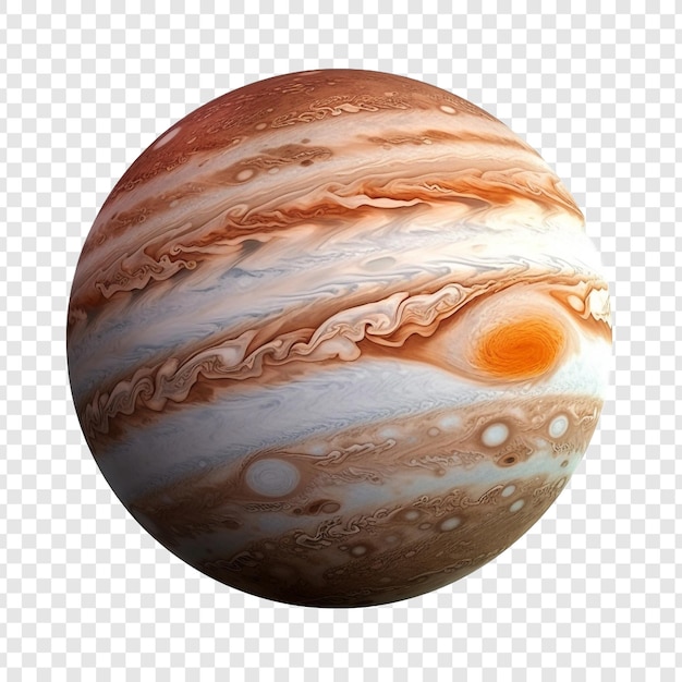 PSD la planète jupiter avec ses satellites en rotation isolée sur un fond transparent