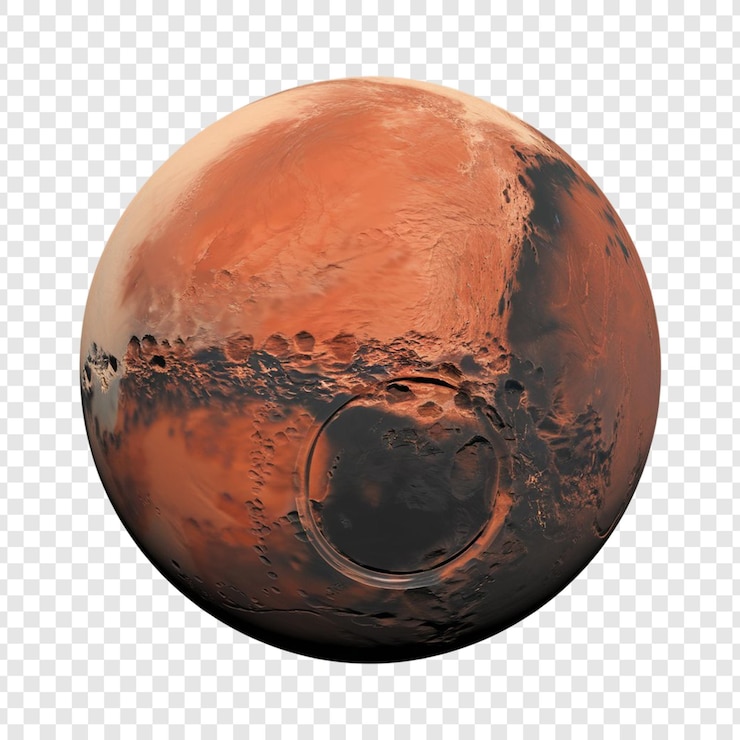 PSD la planète mars isolée sur un fond blanc