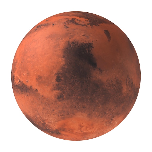 PSD planète mars, la planète rouge isolée sur fond transparent rendu 3d