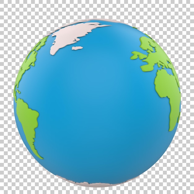 Planetenerde auf transparentem Hintergrund 3D-Darstellung
