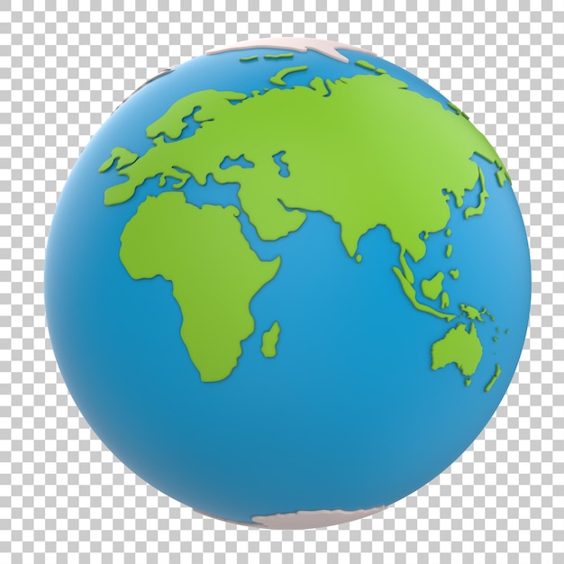Planetenerde auf transparentem Hintergrund 3D-Darstellung