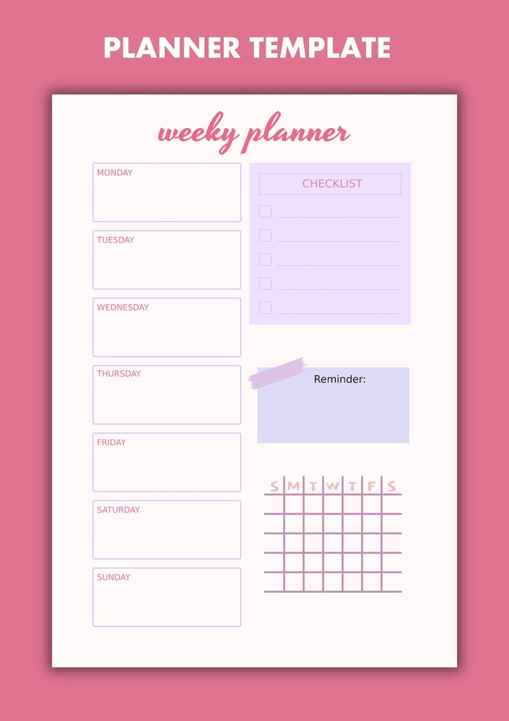 PSD planificateur hebdomadaire moderne psd conception minimaliste imprimable modifiable