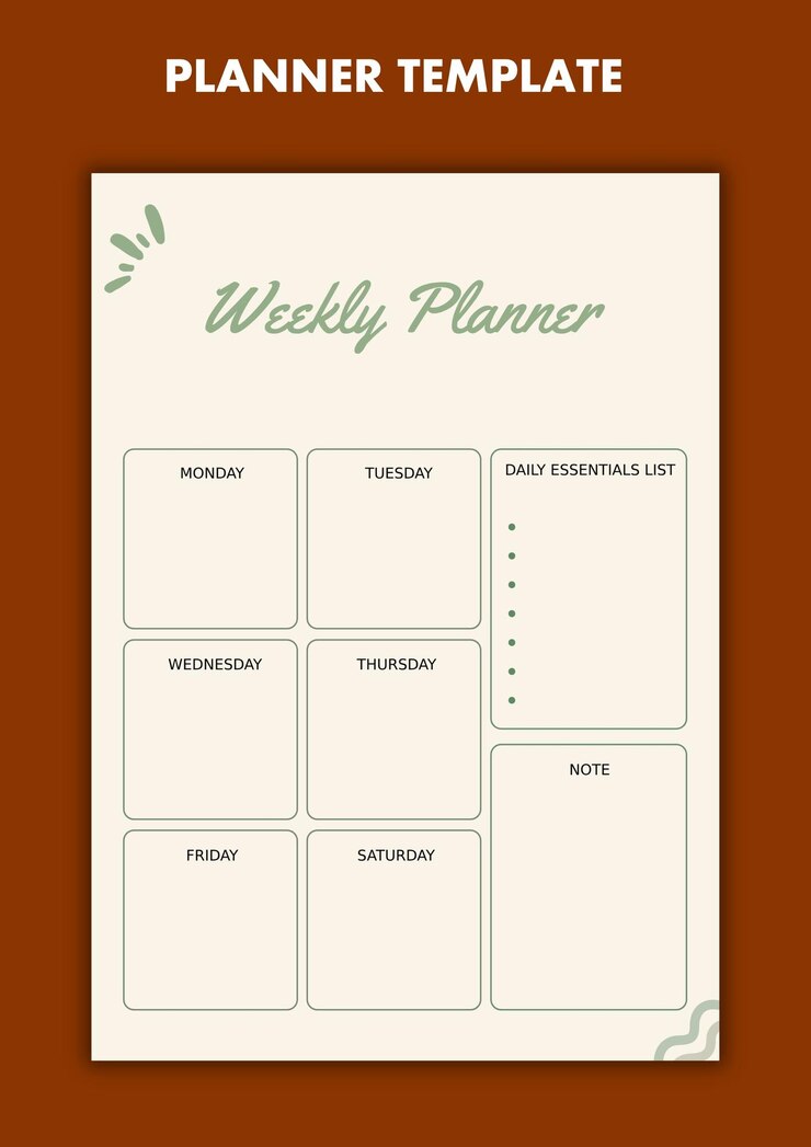 PSD planificateur hebdomadaire moderne psd conception minimaliste imprimable modifiable