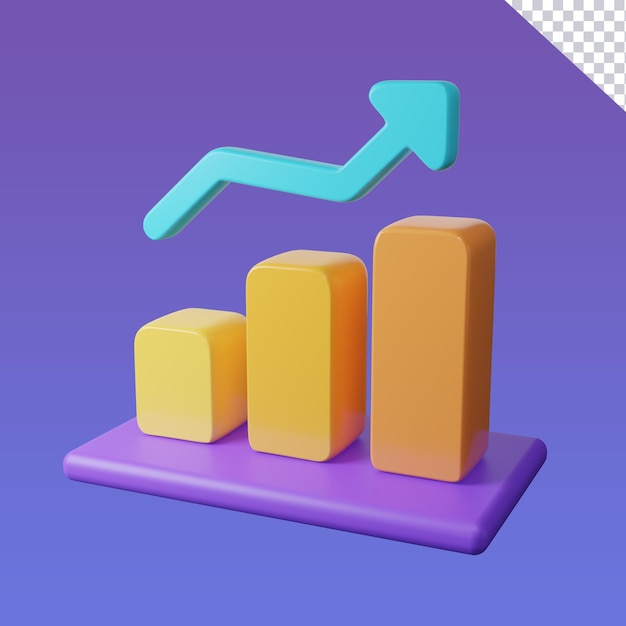 Plano de gráfico e estratégia crescente para marketing de negócios e conceito de finanças em fundo rosa 3d ren