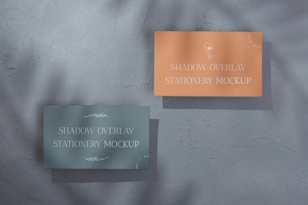 PSD plano de maqueta de papelería con sombras