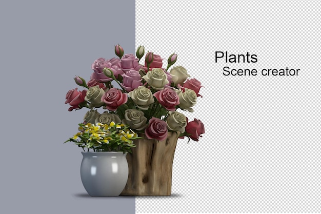 plant art 3d mockups houseplants set in flowers