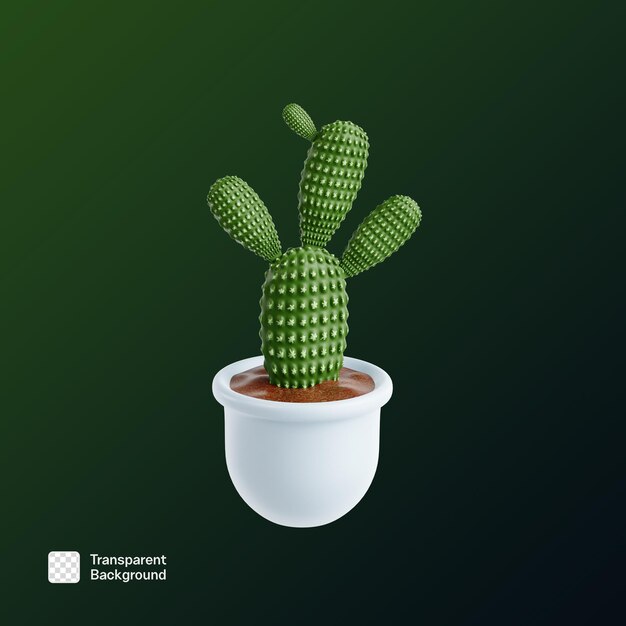 Plant de cactus 3D Icon Ilustración de la plantilla PNG