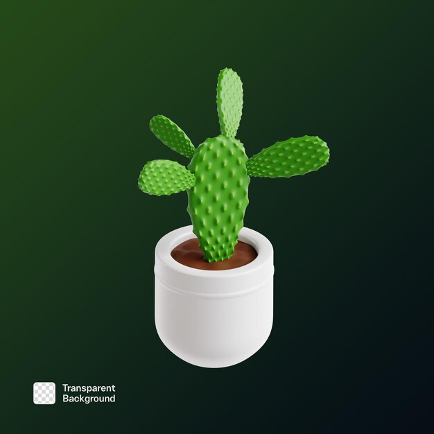 Plant de cactus 3D Icon Ilustración de la plantilla PNG