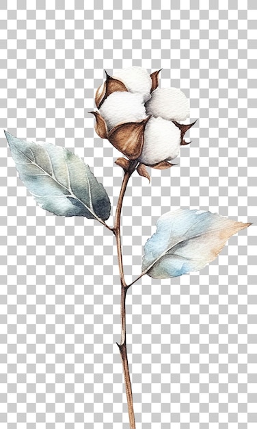 Planta de algodón aislada sobre un fondo transparente PNG