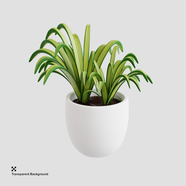 Planta de araña purificadora de aire Planta de interior Ilustración 3D