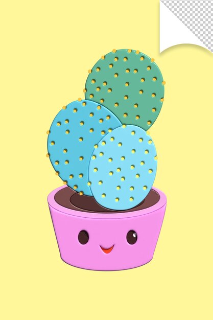 PSD una planta de cactus con una cara sonriente.