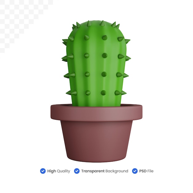 Planta de cactus espinosa de renderizado 3d aislada