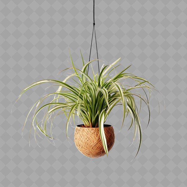 Una planta colgada de un techo con una luz colgada de ella