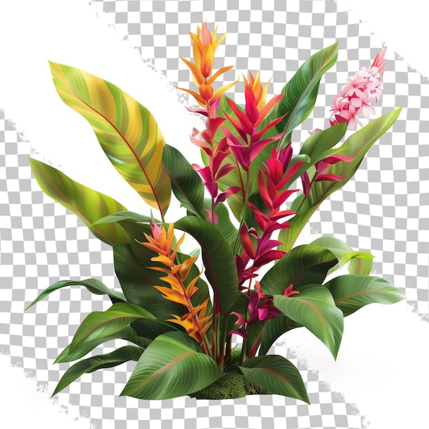 PSD una planta colorida con flores rojas y naranjas