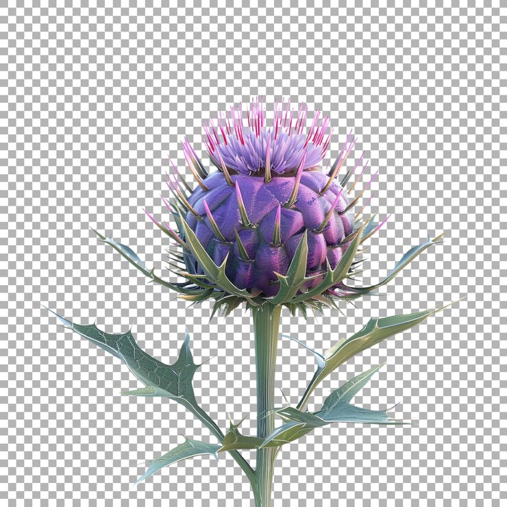 PSD planta de cardo de leite em fundo transparente ai gerado