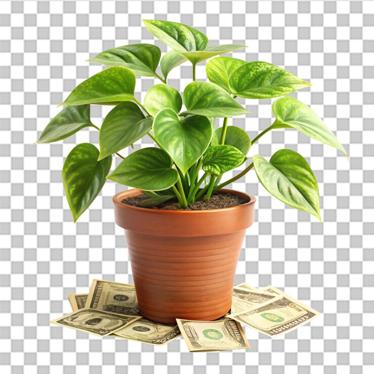 PSD planta de dinheiro isolada em fundo transparente