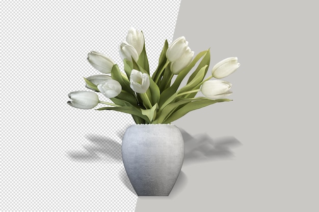 Planta de flores em vaso em renderização 3d isolada