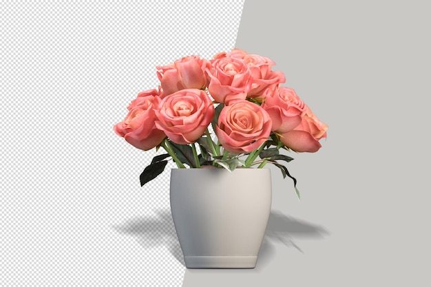 Planta de flores em vaso em renderização 3d isolada