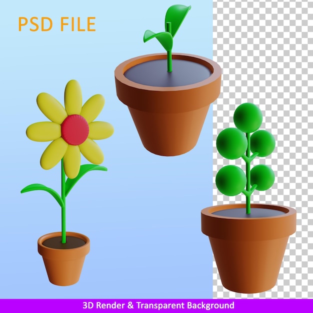 PSD planta de ilustração de renderização 3d