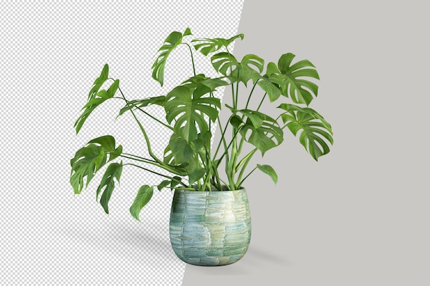 Planta em vaso em renderização 3D