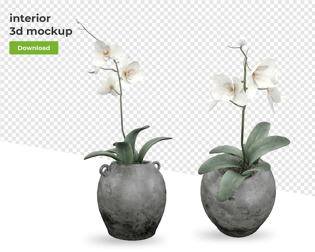 Planta em vaso para renderizar desenhos isolados