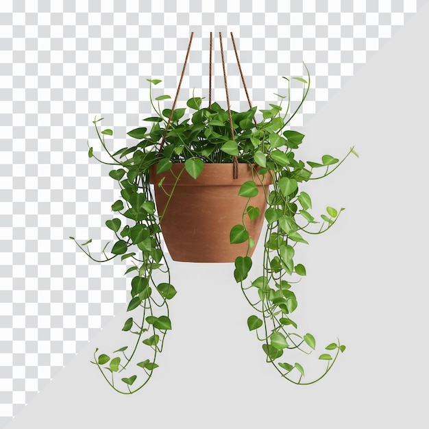 La planta de filodendro de hoja de corazón colgante en una olla de terracota es perfecta para la decoración del hogar
