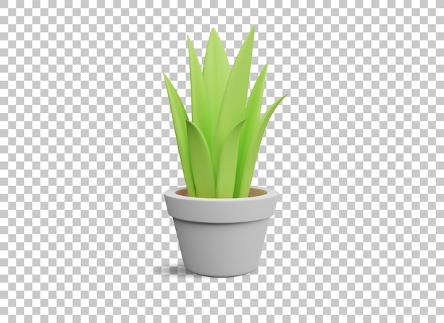 planta en el florero lindo 3d con fondo transparente